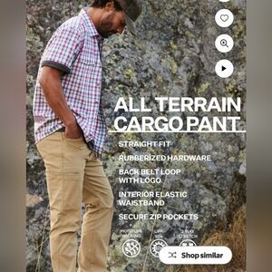 Wrangler ATG All Terrain Cargo Pants 34x32 Khaki Stretch Hiking Zip Pockets
